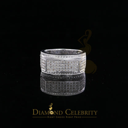 DiamondCelebritees Trendy Micro 0.33ct Real Diamond Men's 925 Silver White Band Style Ring Sz 10