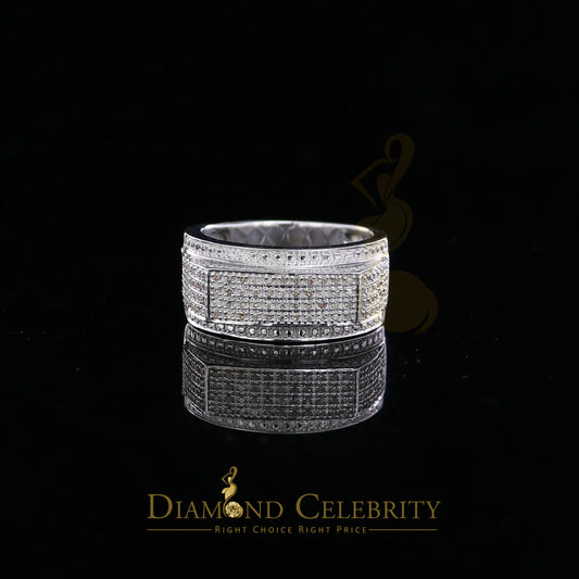 DiamondCelebritees Trendy Micro 0.33ct Real Diamond Men's 925 Silver White Band Style Ring Sz 10