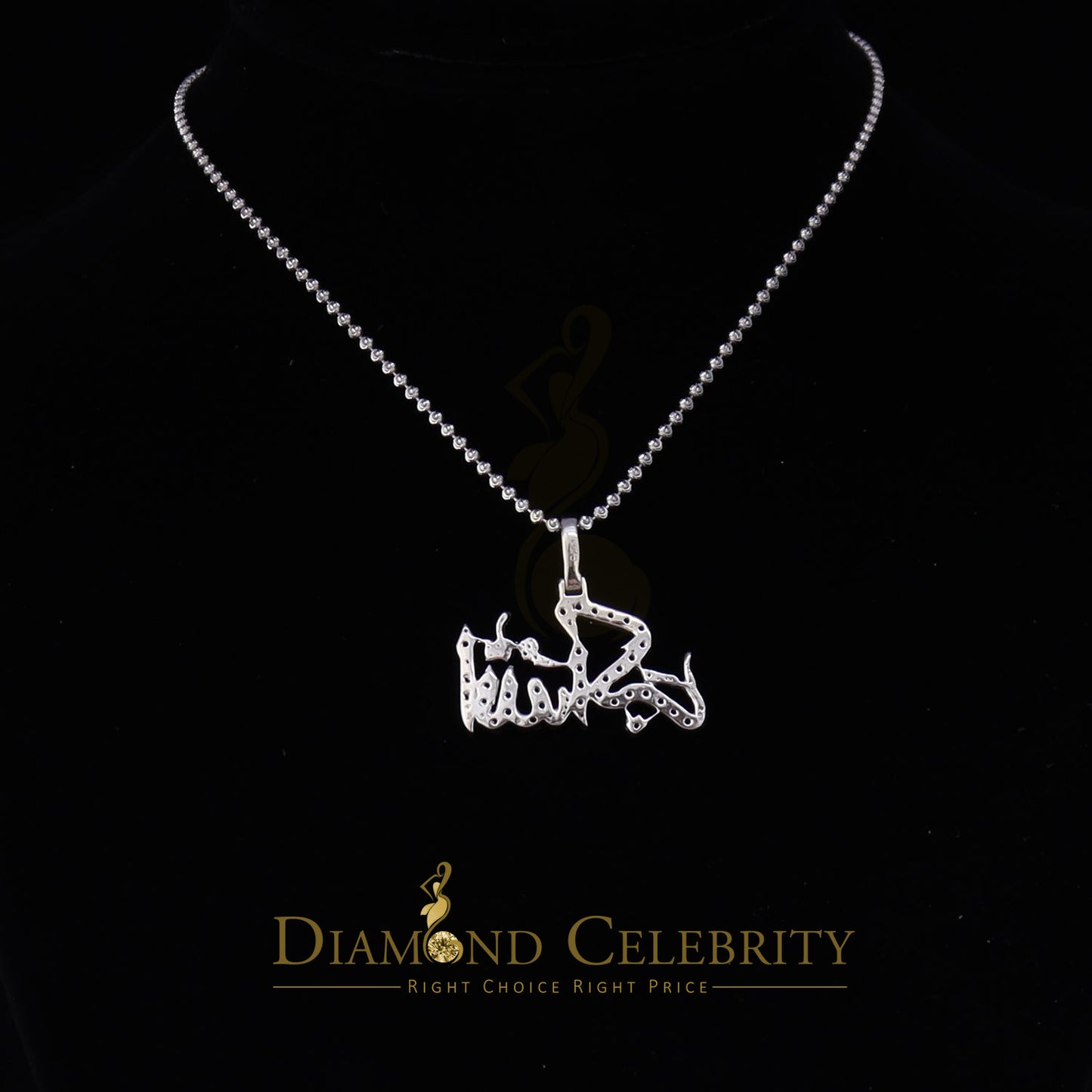 Diamondcelebritees  White 925 Sterling Silver with Allah-hu-Akbar Pendant 5.70ct Moissanite