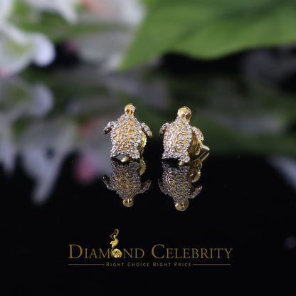 DiamondCelebritees  925 Sterling Yellow Silver 0.50ct Cubic Zirconia Turtle Earring Women & Men's