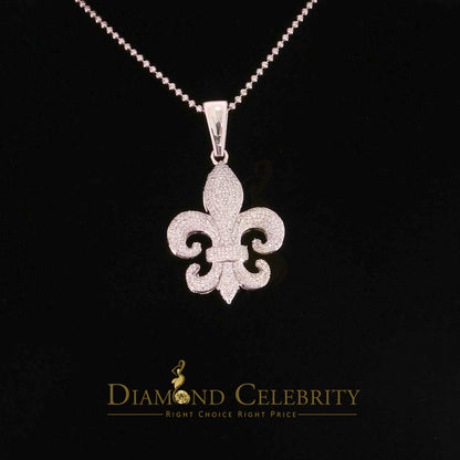 DiamondCelebritees White 925 Sterling Silver Fleur De Lis Shape Pendant with 4.59ct Cubic Zirconia