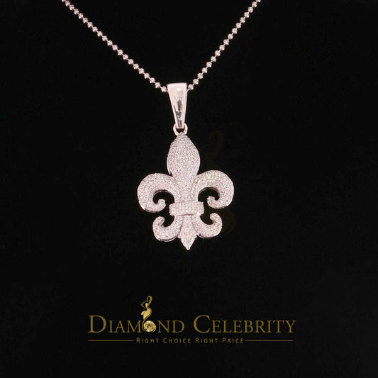 DiamondCelebritees White 925 Sterling Silver Fleur De Lis Shape Pendant with 4.59ct Cubic Zirconia