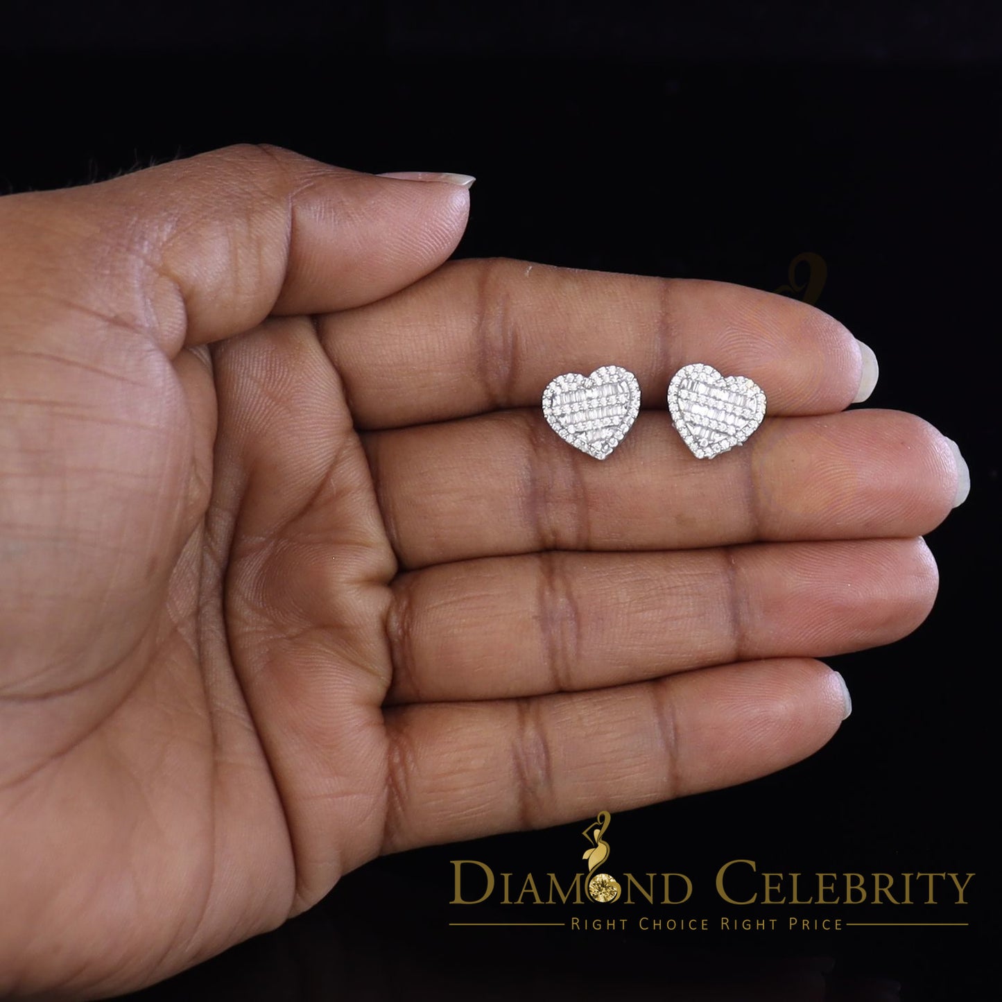 DiamondCelebritees  925 White Sterling Silver 1.48ct Cubic Zirconia Men's & Women's Heart Earrings