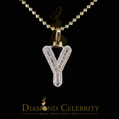 DiamondCelebritees Yellow Bugutte Initial All Alphabet Sterling Silver Pendant with Cubic Zirconia