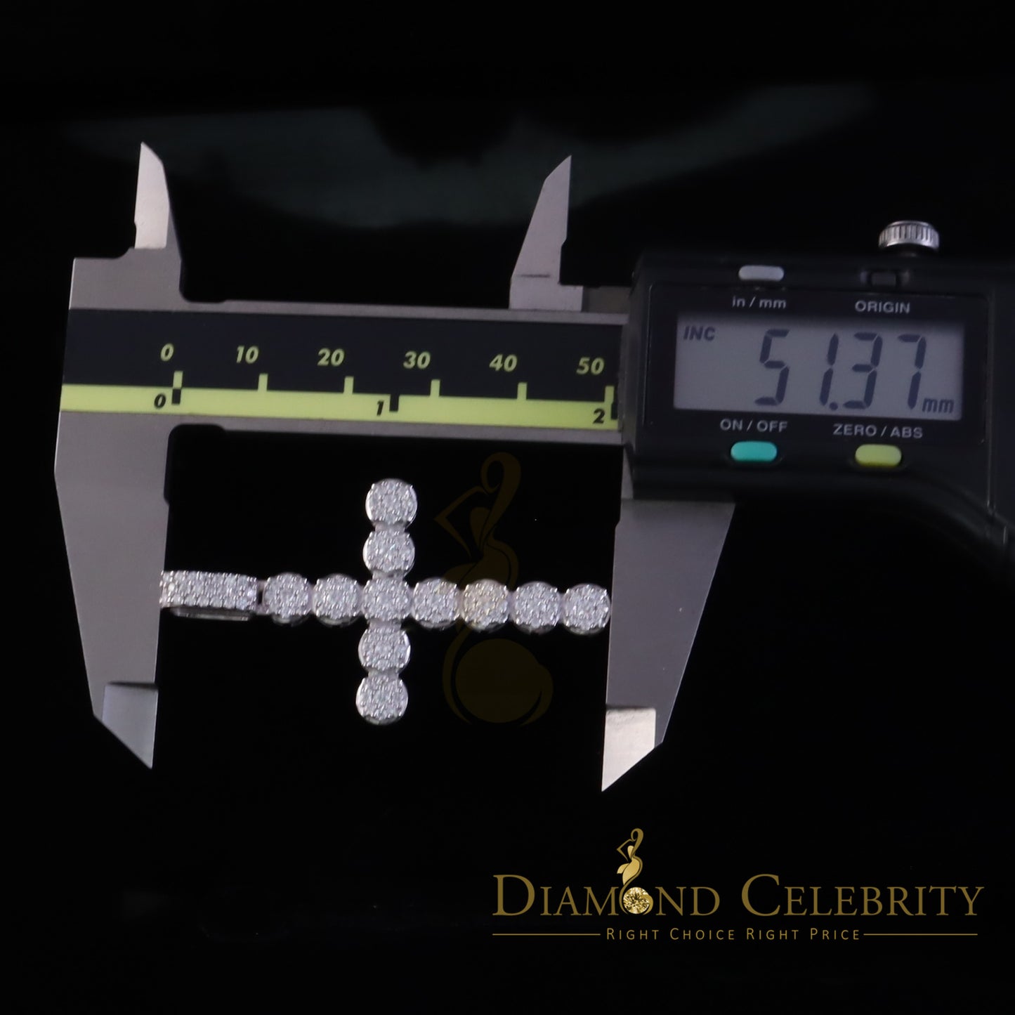 Diamondcelebritees  New 2CT VVS D Moissanite White Silver Charm flower Cross 2" Pendant Men & Women