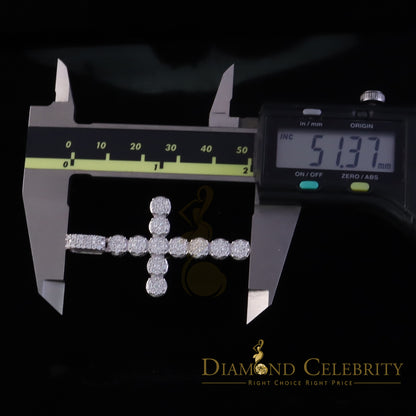 Diamondcelebritees  New 2CT VVS D Moissanite White Silver Charm flower Cross 2" Pendant Men & Women