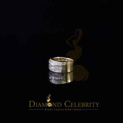 DiamondCelebritees Sterling Yellow Silver 4.50ct Cubic Zirconia ROUND Band Men's Ring Size 8.5