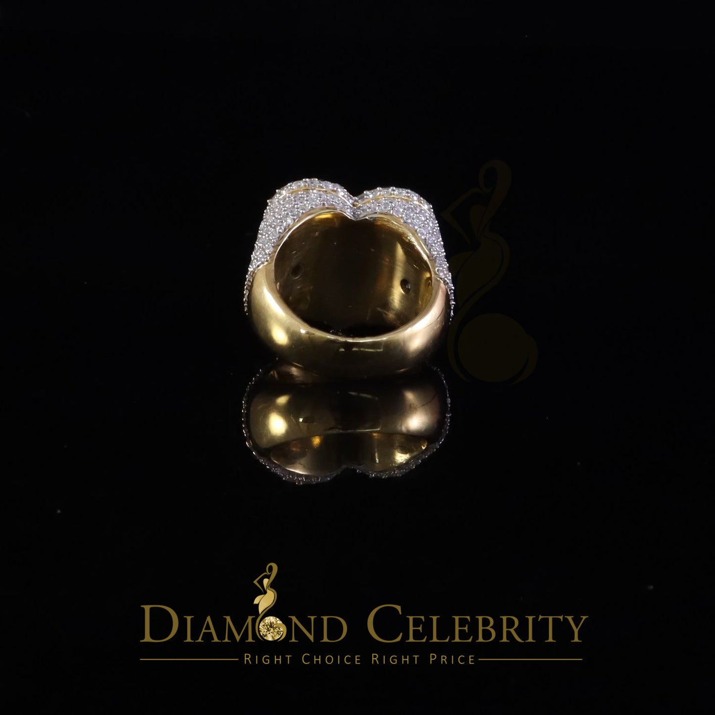 DiamondCelebritees Men's 925 Silver Yellow 7.00ct VVS 'D' Moissanite Stone Heart Rings Size 10