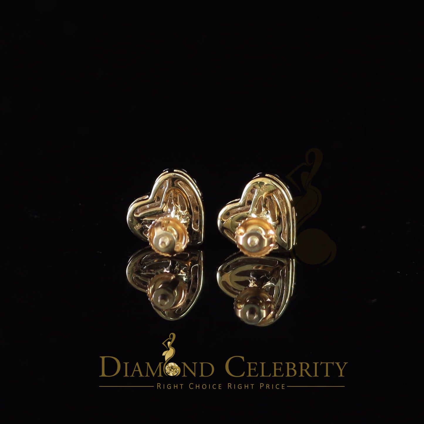 DiamondCelebritees 1.00ct Moissanite Yellow 925 Sterling Silver Women's Heart Shape Nugget Earrings
