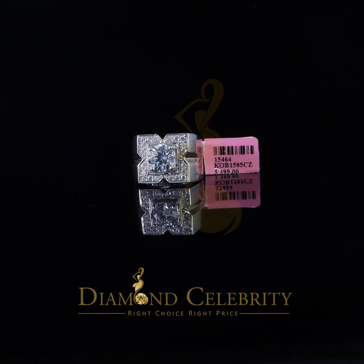 DiamondCelebritees 4.50ct Cubic Zirconia White 925 Silver Men's Adjustable Ring SZ From 9 to 11