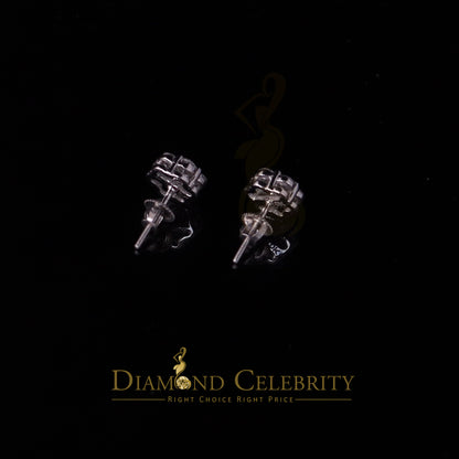 DiamondCelebritees 1.0ct Vvs 'D' Color Genuine Moissanite Stud FLORAL Earrings 10k Real White Gold