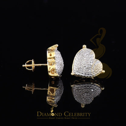 DiamondCelebritees Style Heart 925 Yellow Silver 0.25ct Diamond Women's & Men's Fashion Earrings
