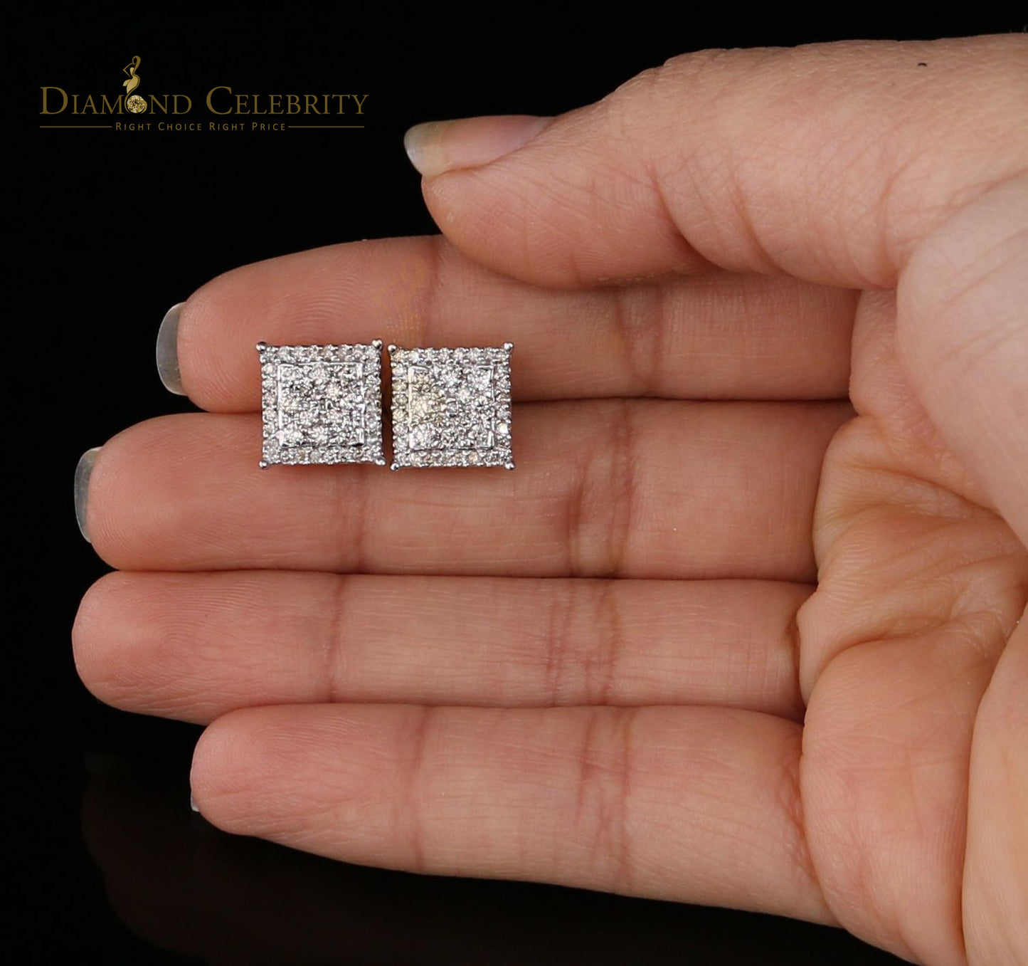 DiamondCelebritees 10K Real Yellow Gold with 1.20CT Real Diamond Men's/Women's Stud Earrings
