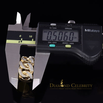 DiamondCelebritees 925 Sterling Silver Yellow Womens Ring Size 8 With Miami Cuban 0.33 CT Diamond