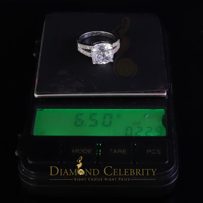 DiamondCelebritees 925 Silver 12.50CT White Cushion Cut 9 CZ Engagement Ring Women's Size 7.5