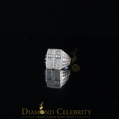DiamondCelebritees 925 Silver White Cubic Zirconia 2.00ct Wide Square Men's Engagement Ring Size11