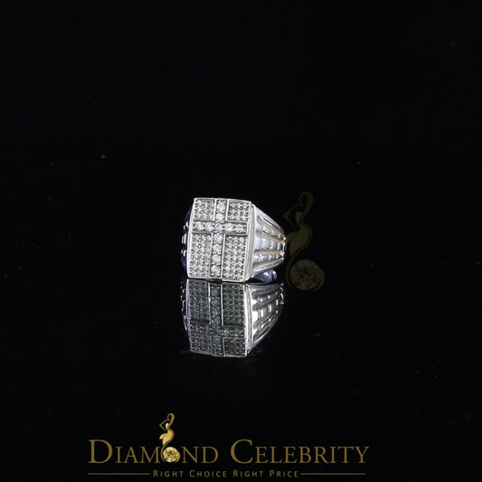 DiamondCelebritees 925 Silver White Cubic Zirconia 2.00ct Wide Square Men's Engagement Ring Size11