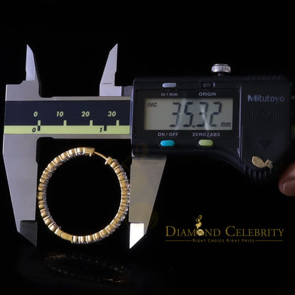 DiamondCelebritees 3.00ct Moissanite Yellow 925 Sterling Silver Women's Hoop Earrings