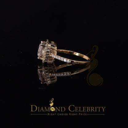 King Of Blings  10K Yellow Gold 3.00CT 'VVS' 'FL' D clr Cushion Cut Moissonite Womens Ring S/7