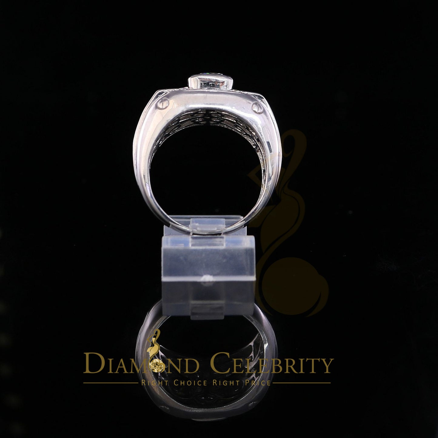 DiamondCelebritees 925 White Sterling Silver Cubic Zirconia 6.10ct Men Square Shape Ring Size 11