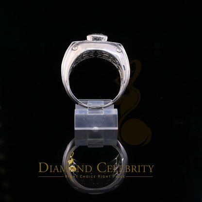 DiamondCelebritees 925 White Sterling Silver Cubic Zirconia 6.10ct Men Square Shape Ring Size 11