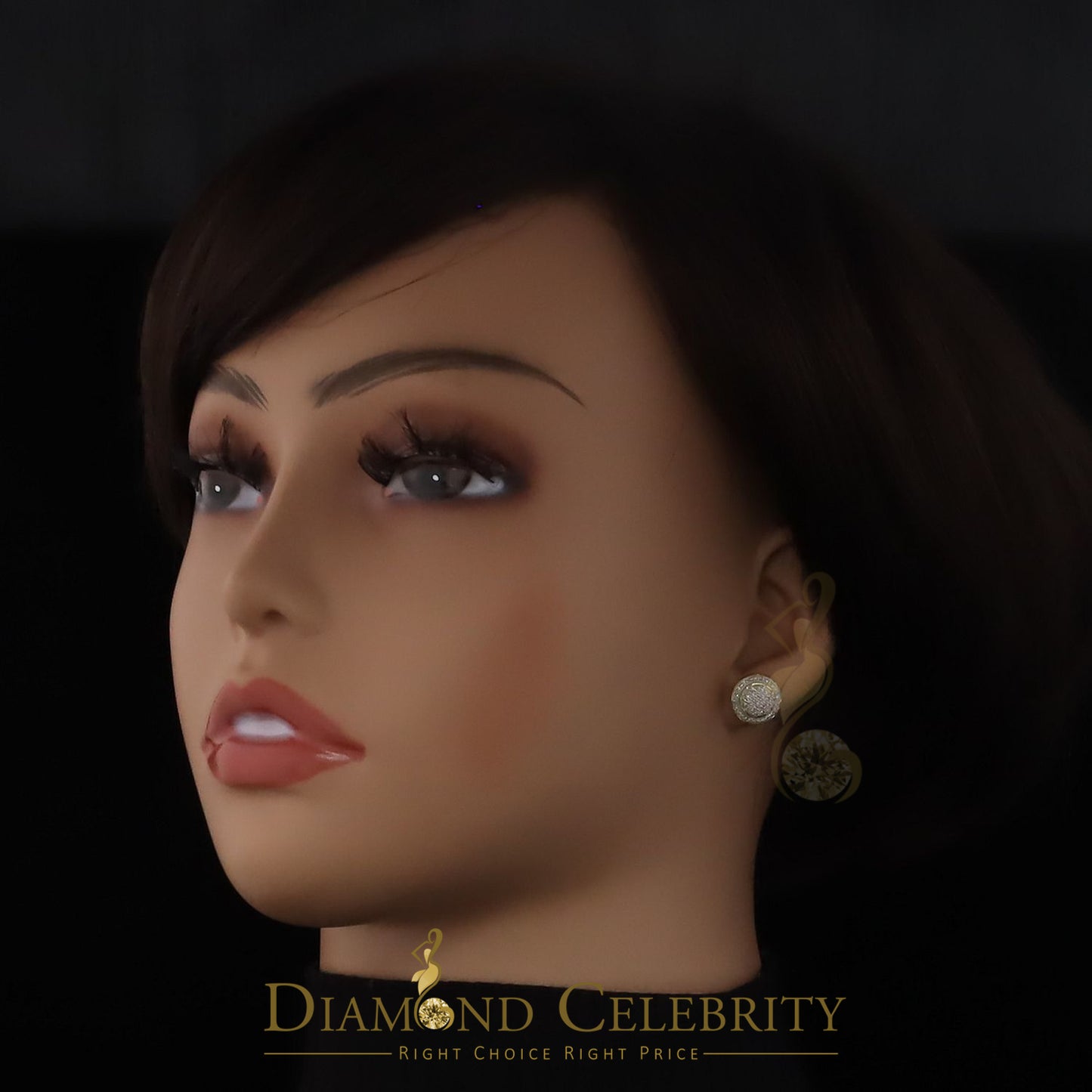 DiamondCelebritees Aretes Para Hombre Square 925 Yellow Silver 0.33ct Diamond Women & Men Earrings