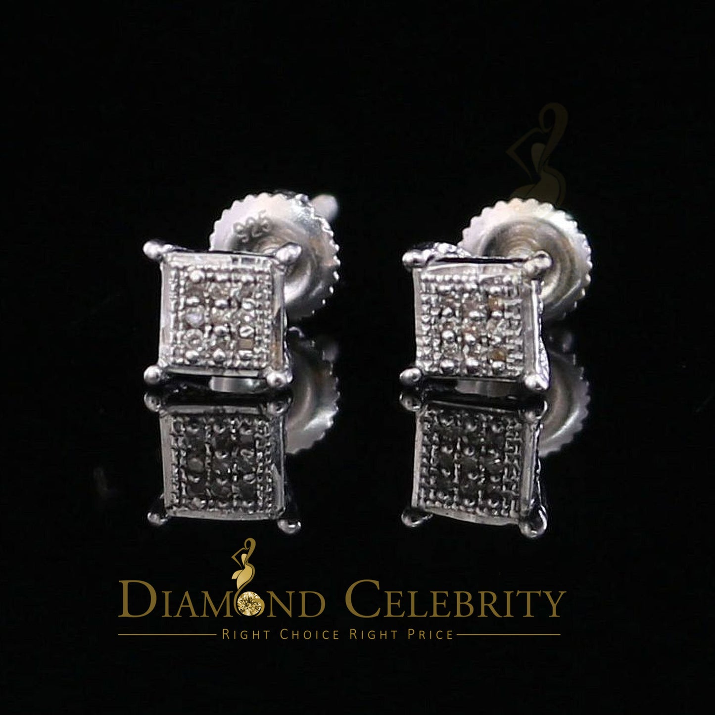 DiamondCelebritees 0.05ct Diamond Collection White 925 Sterling Silver Women & Men Square Earrings