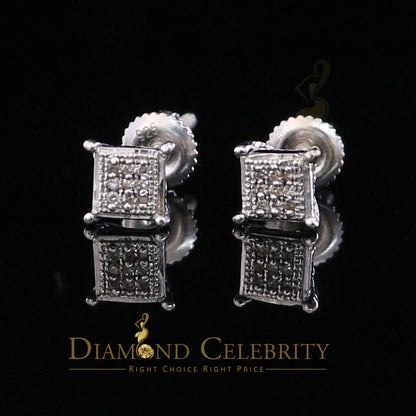 DiamondCelebritees 0.05ct Diamond Collection White 925 Sterling Silver Women & Men Square Earrings