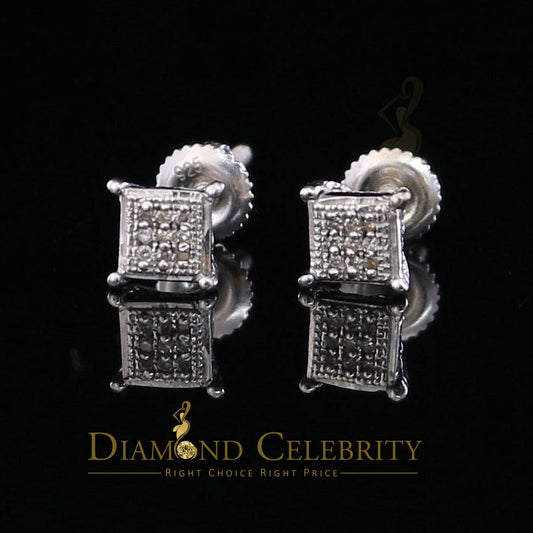 DiamondCelebritees 0.05ct Diamond Collection White 925 Sterling Silver Women & Men Square Earrings