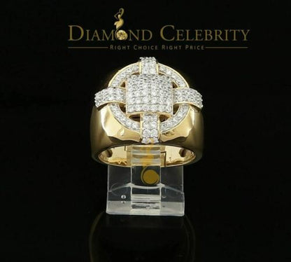 DiamondCelebritees Yellow Silver Square 1.70ct Cubic Zirconia Men Adjustable Ring From SZ 9 to 11
