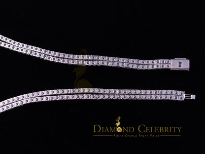 DiamondCelebritees Tennis Men's Necklace 925 Silver White 55ct Moissanite size 22inch & Width 4mm
