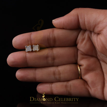 DiamondCelebritees Men's/Womens 925 Silver Yellow 0.25ct VVS 'D' Moissanite Square Stud Earrings