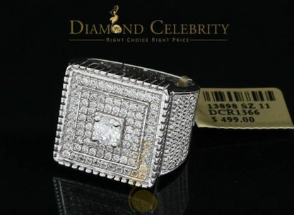 DiamondCelebritees Men's 6.25ct Cubic Zirconia White Silver Round Adjustable Ring From SZ 11 to 13