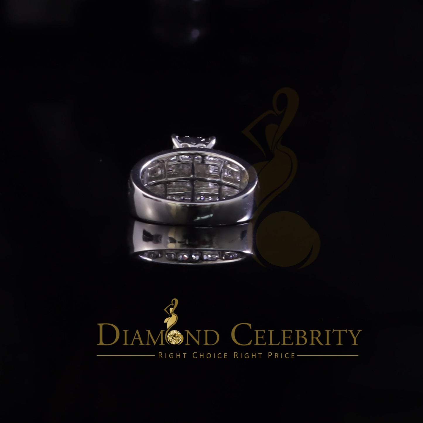 DiamondCelebritees 925 White Sterling Silver Cubic Zirconia 2.80ct Cinderella Womens Ring Size 7