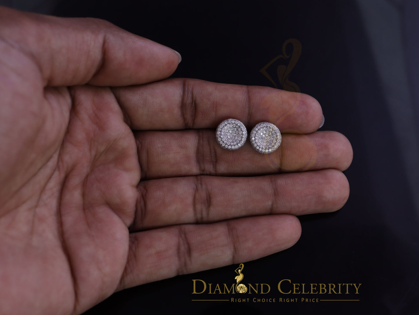 DiamondCelebritees  925 Sterling White Silver 2.50ct Cubic Zirconia Round Screw Back Stud Earrings