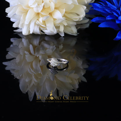 DiamondCelebritees 925 White Silver 0.50ct Cubic Zirconia Flower Engagement Womens Ring Size 6