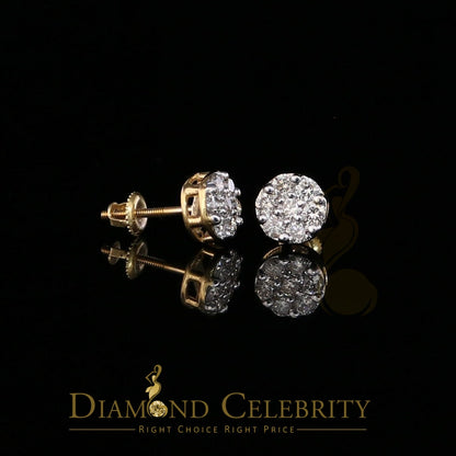 DiamondCelebritees Men's/Women's 10K Real Yellow Gold with 0.75CT Real Diamond Stud Earrings