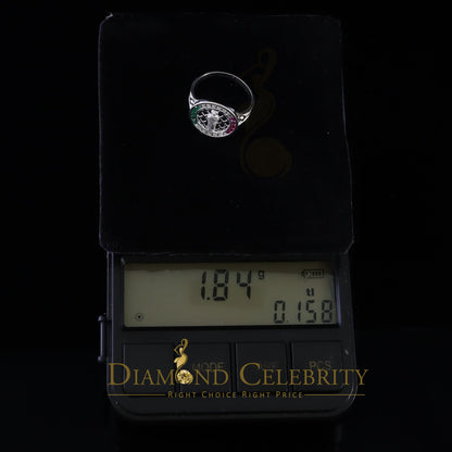 DiamondCelebritees Religious White 925 Sterling Silver Cubic Zirconia St. Jude Women's Ring Size 7