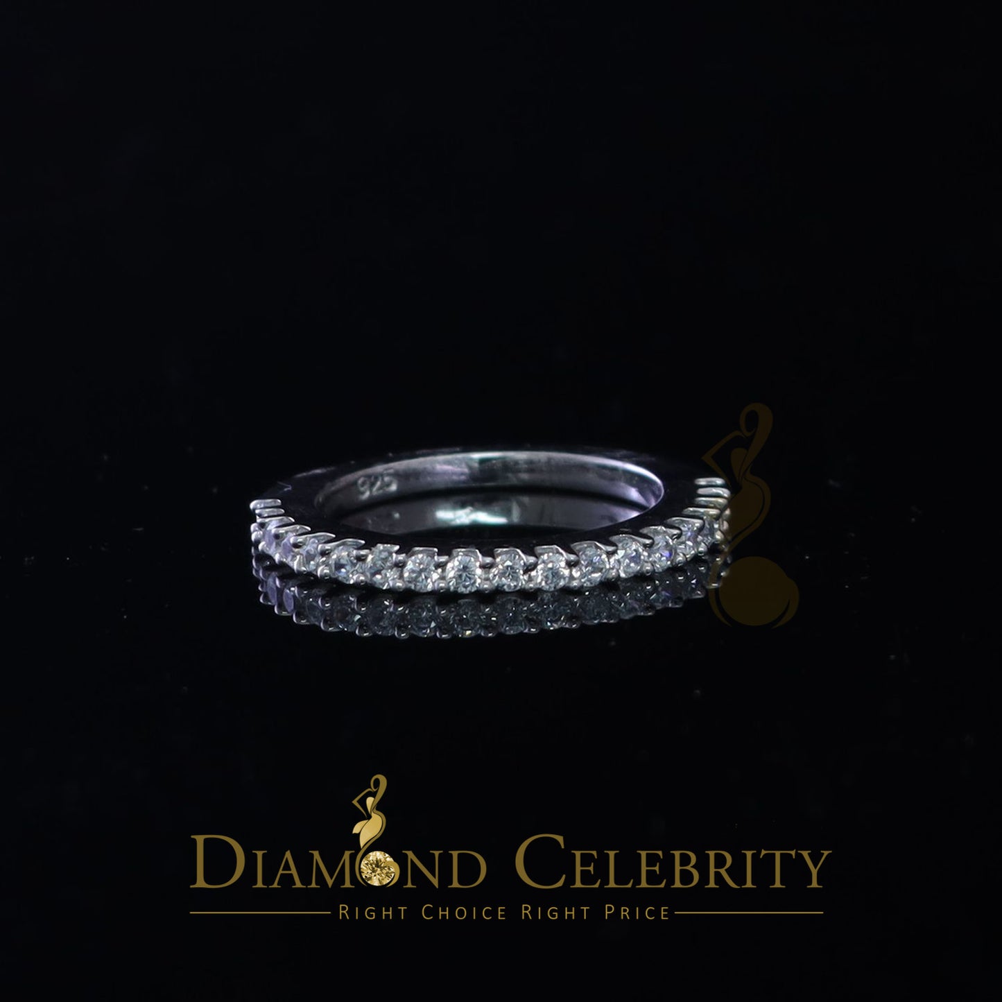 DiamondCelebritees 1.40ct Cubic Zirconia Sterling White Silver Round Engagement Women's Ring Size 7