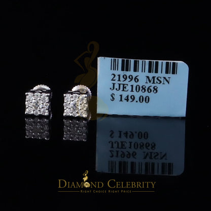 Diamondcelebritees Square Women & Men 925 Silver White 0.50ct VVS D Moissanite Square Stud Earring