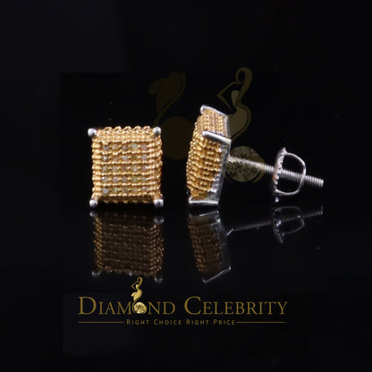 DiamondCelebritees 0.15ct Diamond Square Stud Earrings For Women White 925 Sterling Silver For Men