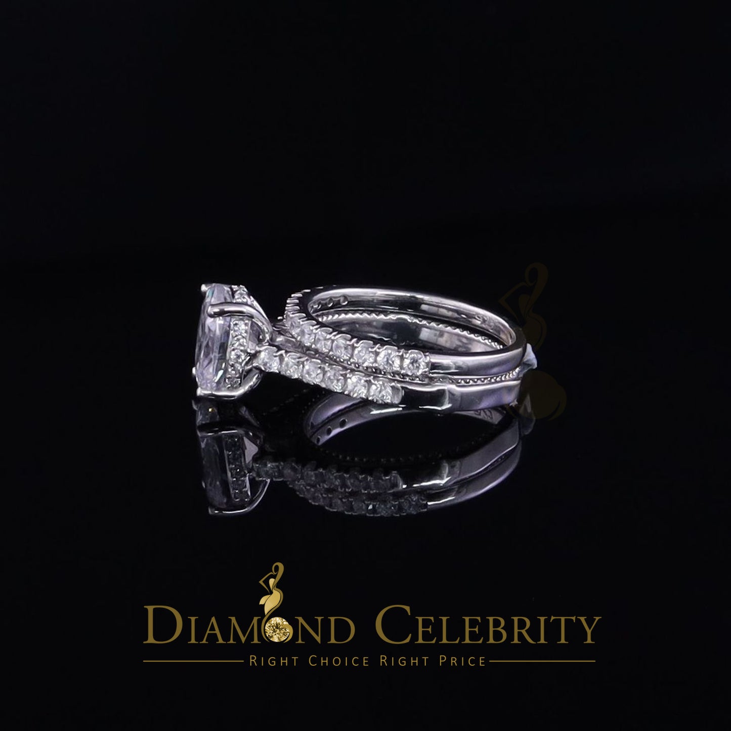 DiamondCelebritees White 5.50ct Cubic Zirconia 925 Sterling Silver Bridal Style Women's Ring SZ 7