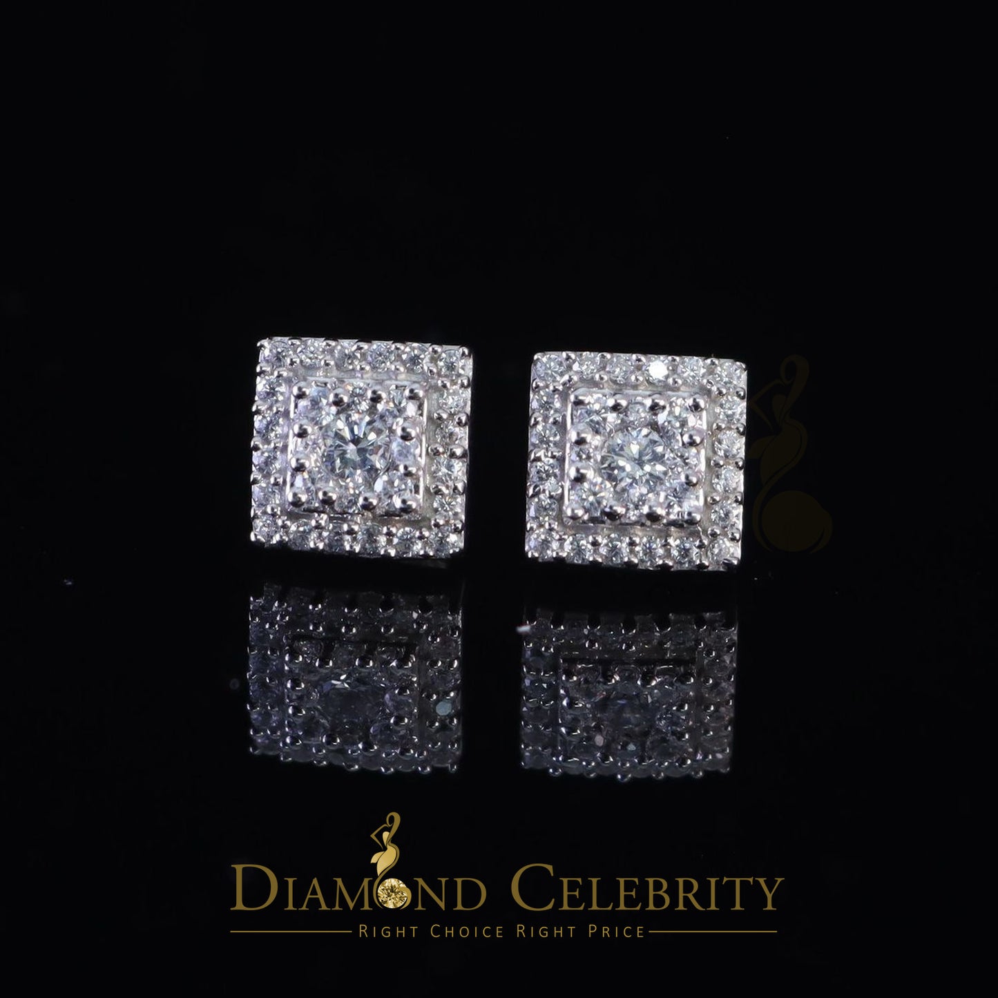 DiamondCelebritees  1.2ct Cubic Zirconia 925 White Sterling Silver Women's Hip Hop Square Earrings