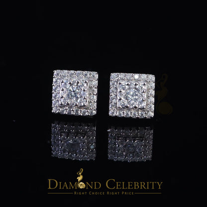 DiamondCelebritees  1.2ct Cubic Zirconia 925 White Sterling Silver Women's Hip Hop Square Earrings