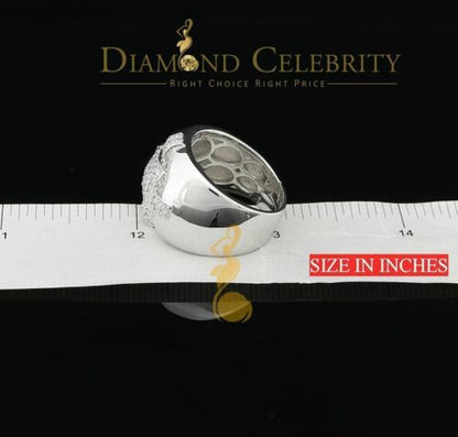 DiamondCelebritees White Silver Square 1.70ct Cubic Zirconia Men's Adjustable Ring From SZ 9 to 11