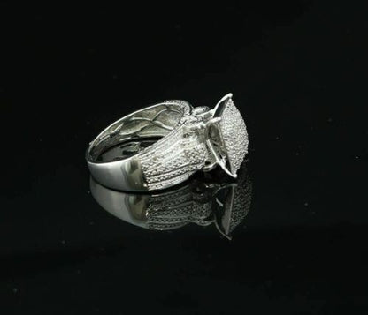 DiamondCelebritees 0.20 CT Real Diamond 925 Sterling Silver White Cinderella Womens Ring Size 7