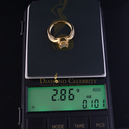 DiamondCelebritees 0.10CT Real Diamond 925 Sterling Yellow Silver Style Square Womens Ring Size 7