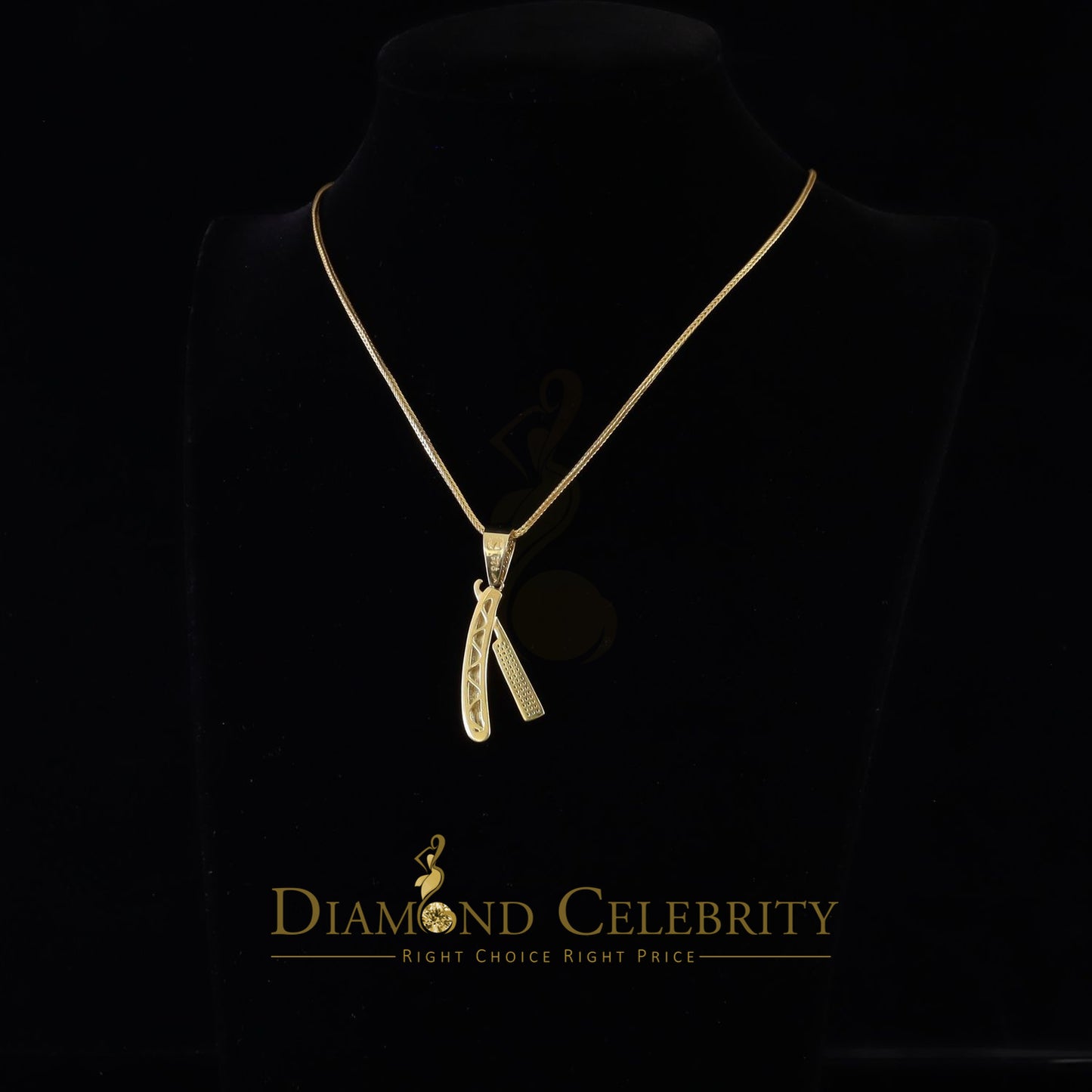 DiamondCelebritees  Real 0.33ct Diamond Sterling Silver Fashion EDGE RAZOR Charm Yellow Pendant