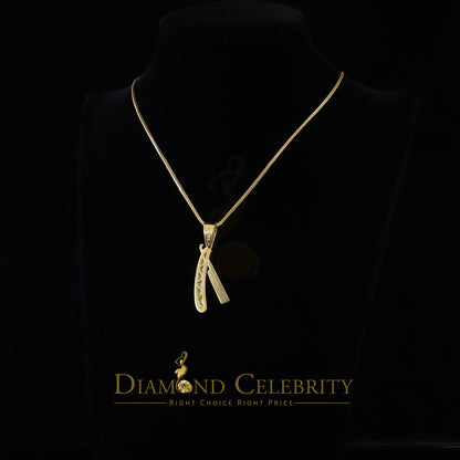 DiamondCelebritees  Real 0.33ct Diamond Sterling Silver Fashion EDGE RAZOR Charm Yellow Pendant
