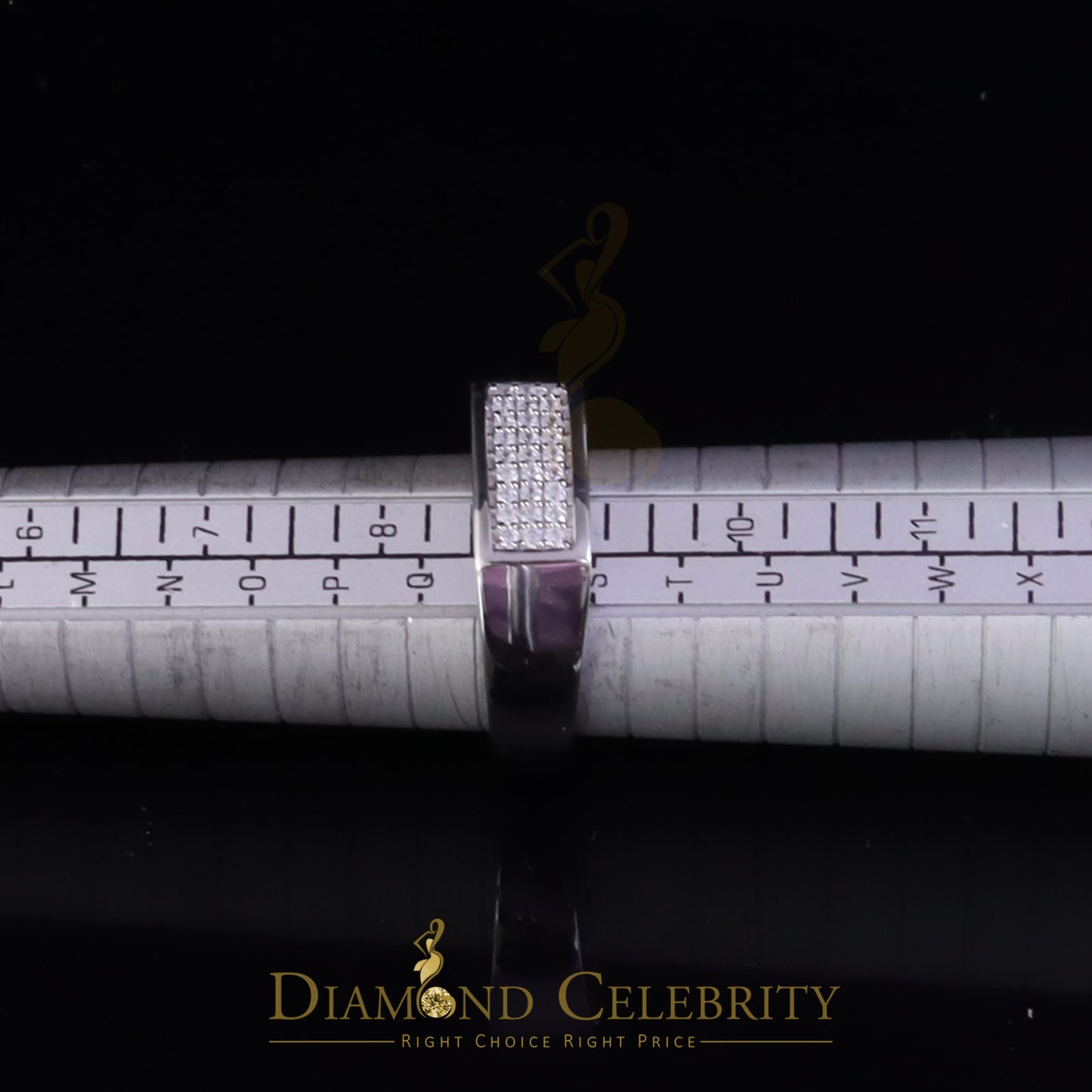DiamondCelebritees Sterling Mens 0.81ct White Cubic Zirconia Silver Rectangle Fashion Ring Size 9